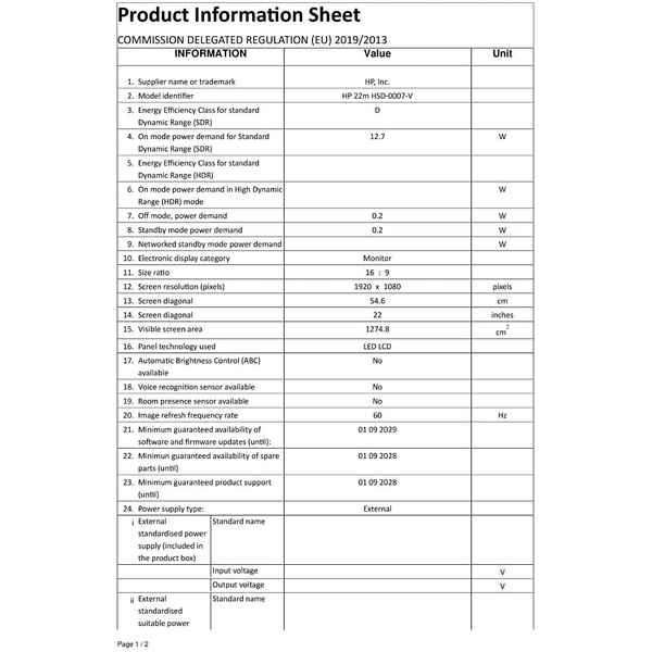 Monitor HP 3WL44AA 21,5” FHD LED - Image 2